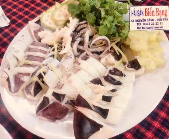 Mực lá hấp gừng